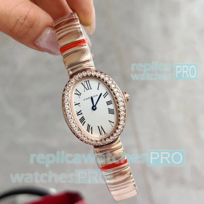 Replica Cartier Baignoire 1920 Lady Swiss Quartz Watch Rose Gold Diamonds